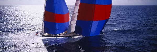 Yachts: High angle view of a yacht in the seaCaribbean by Panoramic Images