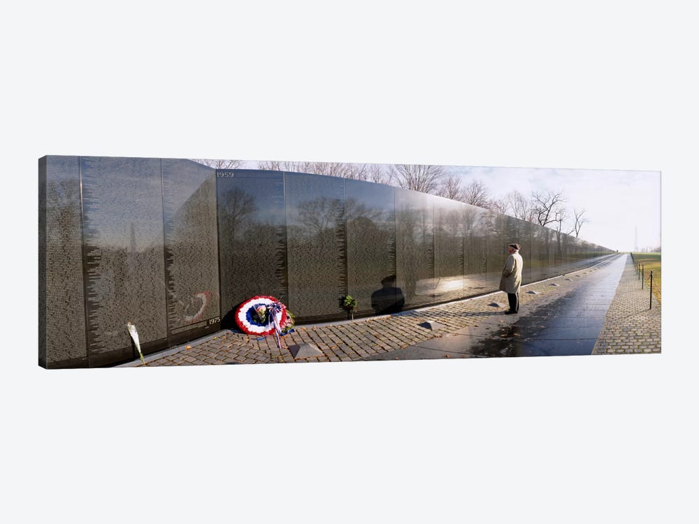 Side profile of a person standing in front of a war memorial, Vietnam Veterans Memorial, Washington DC, USA by Panoramic Images 1-piece Canvas Art Print