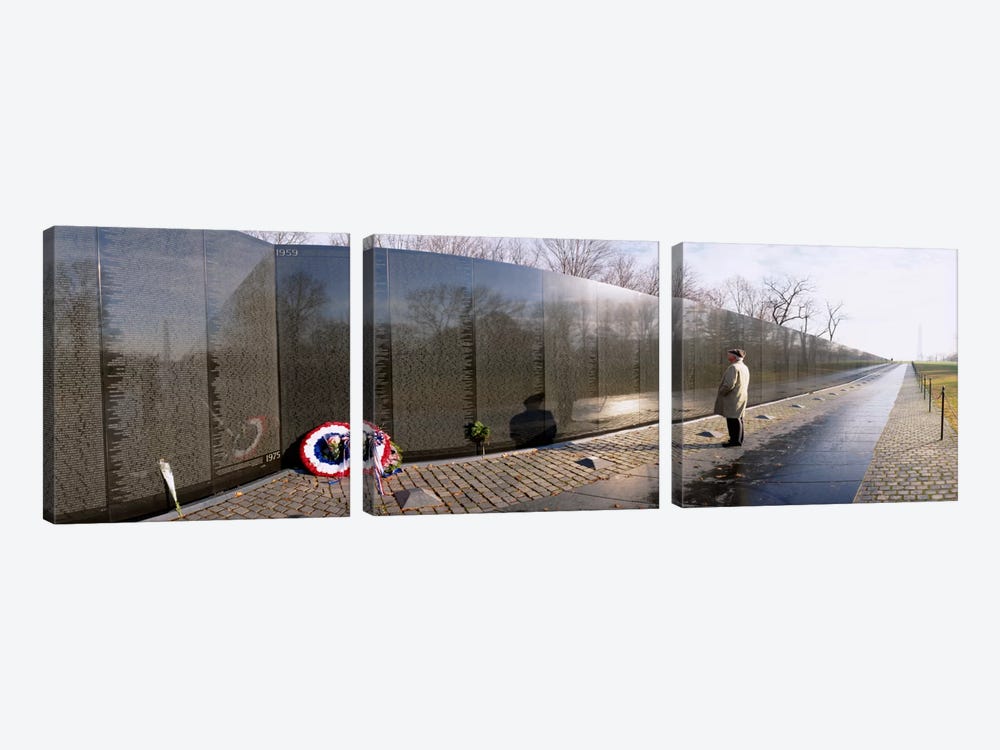 Side profile of a person standing in front of a war memorial, Vietnam Veterans Memorial, Washington DC, USA by Panoramic Images 3-piece Art Print