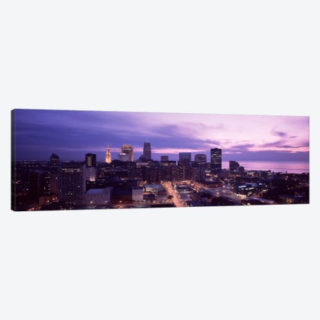 Buildings lit up at night in a cityCleveland, Cuyahoga County, Ohio, USA Canvas Print #PIM30} by Panoramic Images Canvas Print