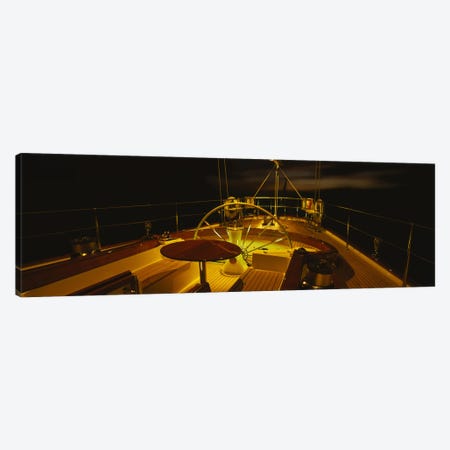 Illuminated Luxury Yacht Cockpit At Night Canvas Print #PIM3100} by Panoramic Images Canvas Print