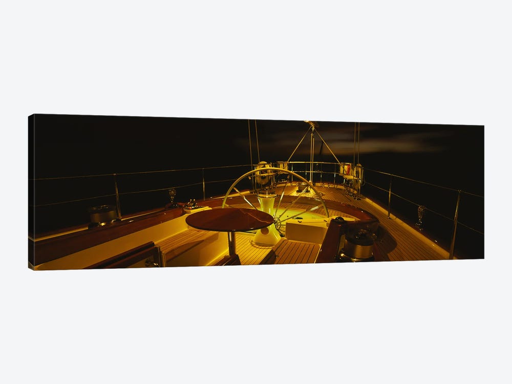 Illuminated Luxury Yacht Cockpit At Night by Panoramic Images 1-piece Art Print