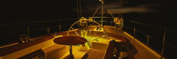 Yachts: Illuminated Luxury Yacht Cockpit At Night by Panoramic Images