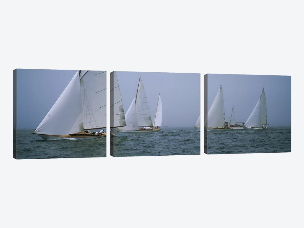 Sailboats at regattaNewport, Rhode Island, USA by Panoramic Images 3-piece Art Print