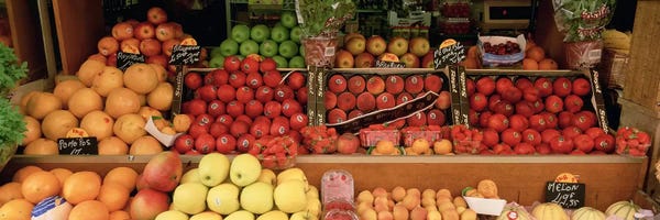 Gardening: Close-Up Of Fruits In A Street Market, Rue de Levis, Paris, France by Panoramic Images