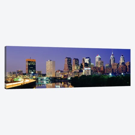 US, Pennsylvania, Philadelphia skyline, night Canvas Print #PIM3144} by Panoramic Images Canvas Wall Art