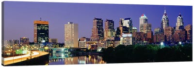 US, Pennsylvania, Philadelphia skyline, night Canvas Art Print - Philadelphia Skylines