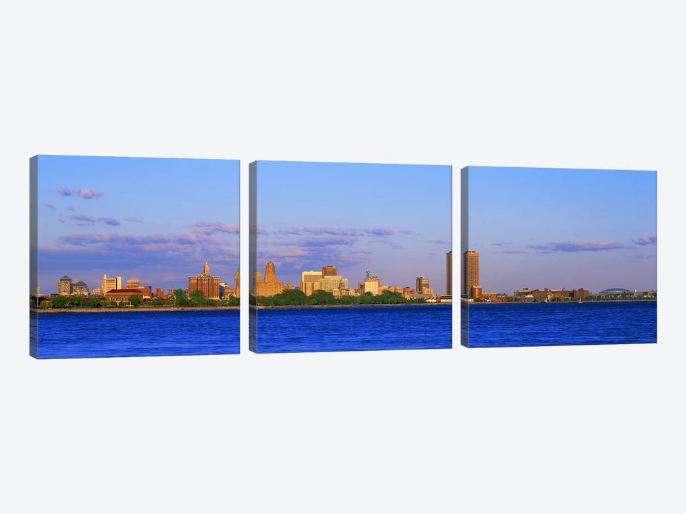 Buildings at the waterfront, Buffalo, Niagara River, Erie County, New York State, USA #2 by Panoramic Images 3-piece Canvas Art