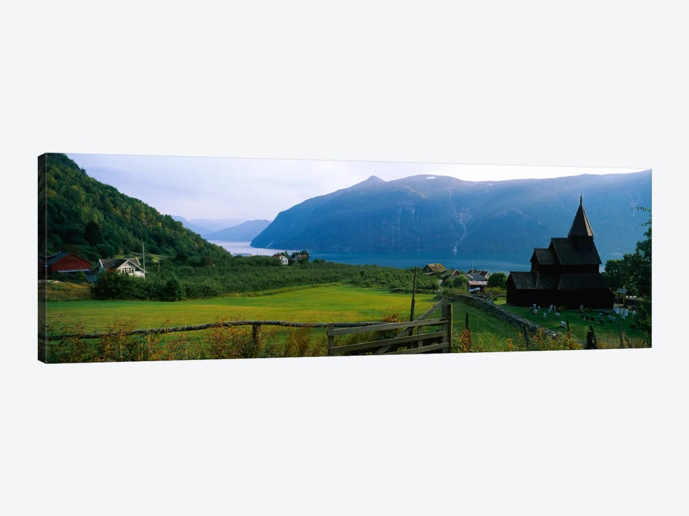Church in a village, Urnes stave church, Lustrafjorden, Luster, Sogn Og Fjordane, Norway by Panoramic Images 1-piece Canvas Art