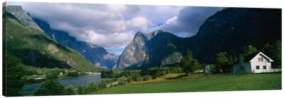 Cloudy Mountain Valley Landscape, Norway Canvas Art Print - Norway Art