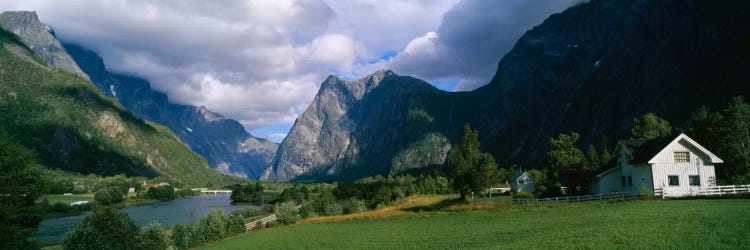 Cloudy Mountain Valley Landscape, Norway