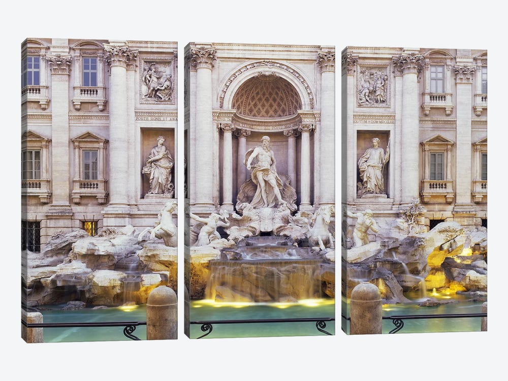 Trevi Fountain Rome Italy by Panoramic Images 3-piece Canvas Artwork