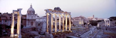 Roman Forum (Forum Romanum) At Dusk, Rome, Lazio Region, Italy by Panoramic Images framed canvas print