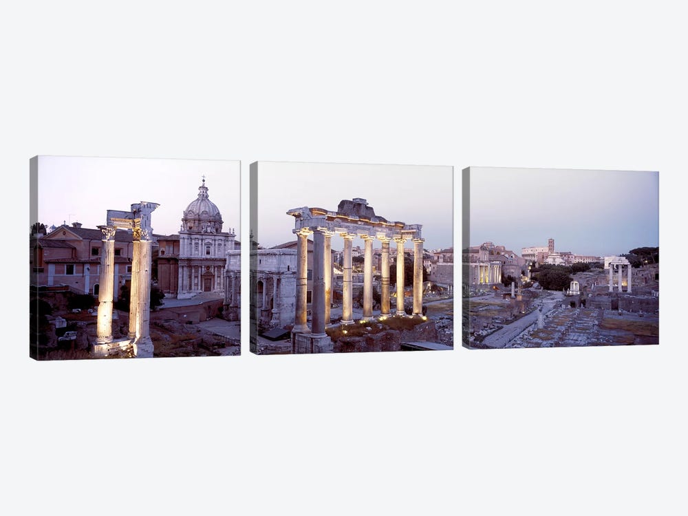Roman Forum (Forum Romanum) At Dusk, Rome, Lazio Region, Italy by Panoramic Images 3-piece Canvas Art Print