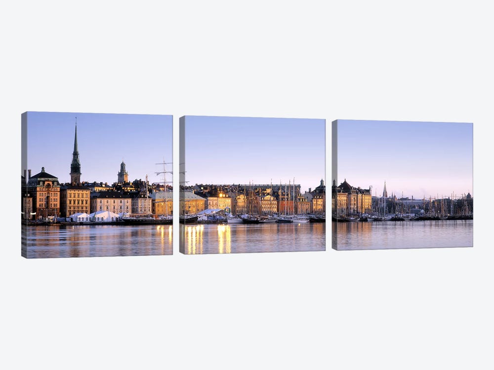 Waterfront, Skeppsbron, Old Town (Gamla stan), Stockholm, Sweden by Panoramic Images 3-piece Canvas Print