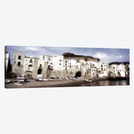 Seafront Architecture, Cefalu, Palermo, Sicily, Italy Canvas Print #PIM3182} by Panoramic Images Art Print