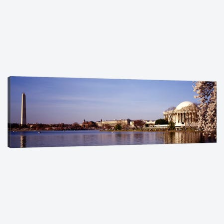 USA, Washington DC, Washington Monument and Jefferson Memorial, Tourists outside the memorial Canvas Print #PIM3188} by Panoramic Images Canvas Art Print
