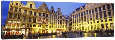 Grand Place (Grote Markt) At Night, Brussels, Belgium Canvas Art Print - Belgium