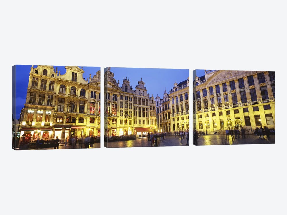 Grand Place (Grote Markt) At Night, Brussels, Belgium by Panoramic Images 3-piece Canvas Artwork