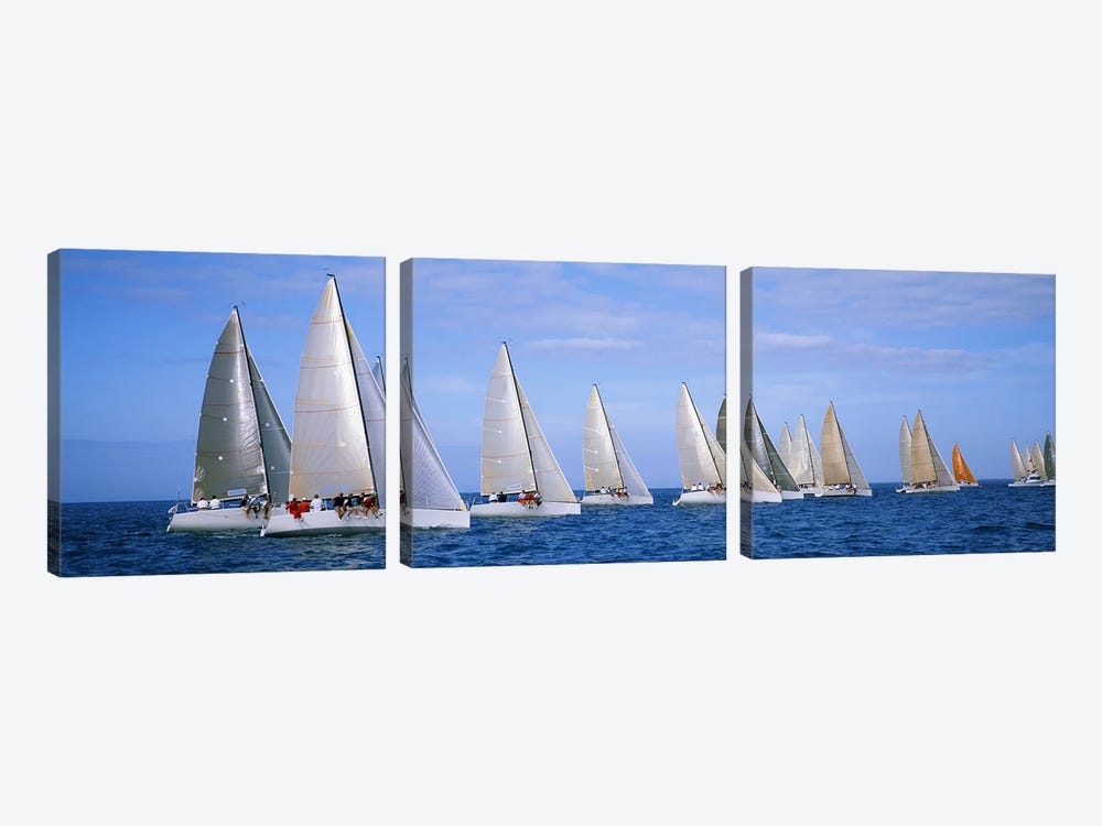 Yachts in the oceanKey West, Florida, USA by Panoramic Images 3-piece Canvas Artwork