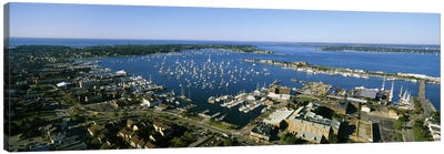 Aerial View Of Newport Harbor, Newport, Rhode Island, USA Canvas Art Print - Harbor & Port Art