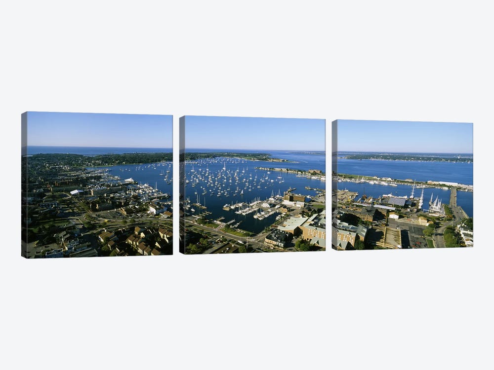 Aerial View Of Newport Harbor, Newport, Rhode Island, USA by Panoramic Images 3-piece Canvas Art Print