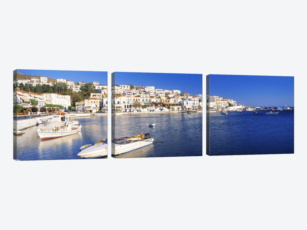 Waterfront Architecture, Batsi, Andros, Cyclades, Greece by Panoramic Images 3-piece Canvas Artwork