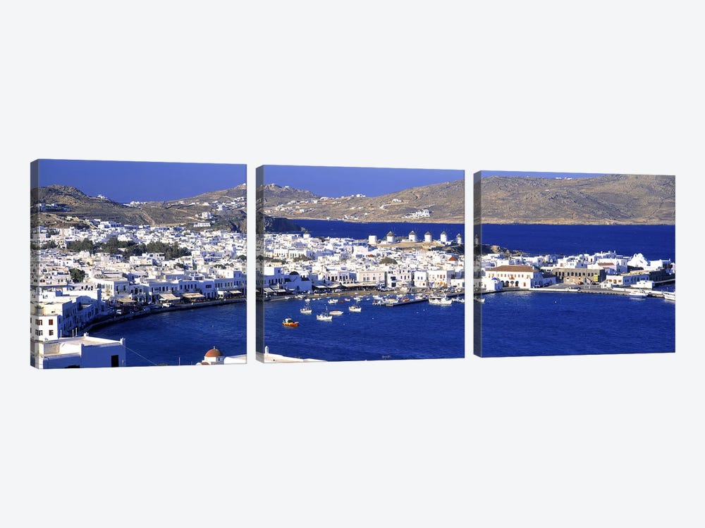 High-Angle View Of Old Mikonos City, Mykonos, Cyclades, Greece by Panoramic Images 3-piece Canvas Artwork