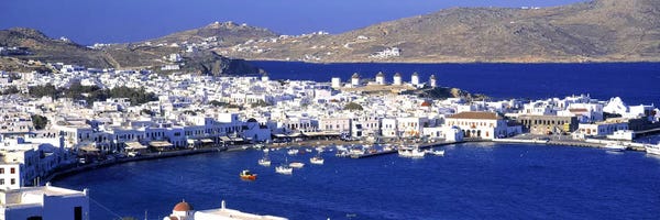 Harbors: High-Angle View Of Old Mikonos City, Mykonos, Cyclades, Greece by Panoramic Images