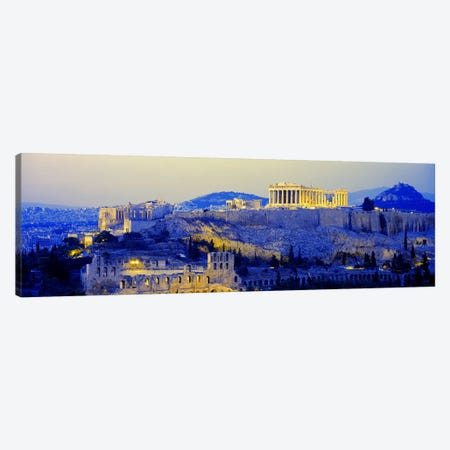 An Illuminated Acropolis At Dusk, Athens, Greece Canvas Print #PIM3212} by Panoramic Images Art Print
