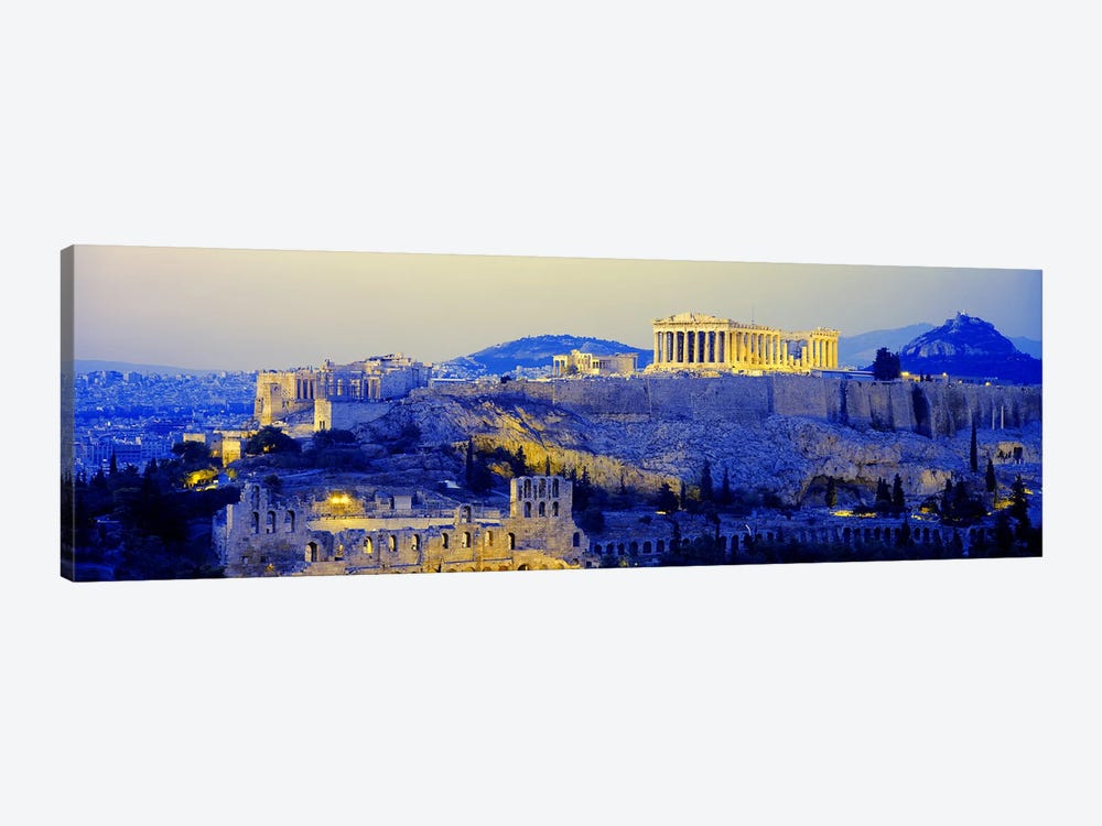 An Illuminated Acropolis At Dusk, Athens, Greece by Panoramic Images 1-piece Canvas Wall Art