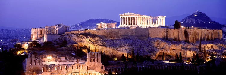 Acropolis Of Athens At Night, Athens, Attica Region, Greece