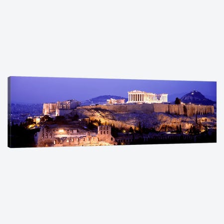 Acropolis Of Athens At Night, Athens, Attica Region, Greece Canvas Print #PIM3214} by Panoramic Images Canvas Art