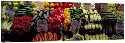 Fruits and vegetables at a market stall, Pike Place Market, Seattle, King County, Washington State, USA #2 Canvas Art Print - Vegetable Art