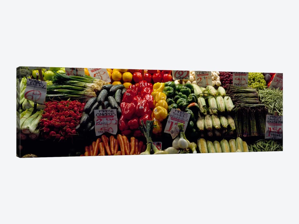 Fruits and vegetables at a market stall, Pike Place Market, Seattle, King County, Washington State, USA #2 by Panoramic Images 1-piece Canvas Art