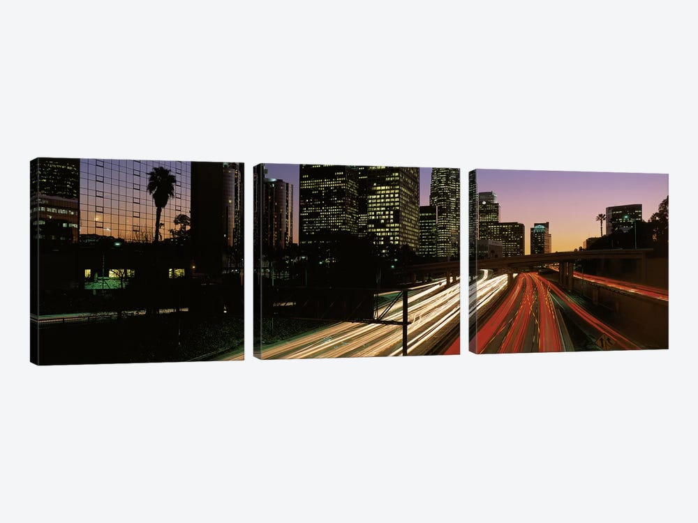 Harbor Freeway Los Angeles CA by Panoramic Images 3-piece Canvas Wall Art