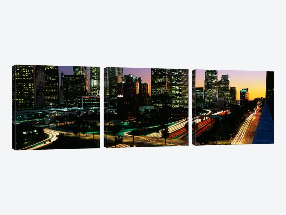 Harbor Freeway Los Angeles CA by Panoramic Images 3-piece Canvas Artwork