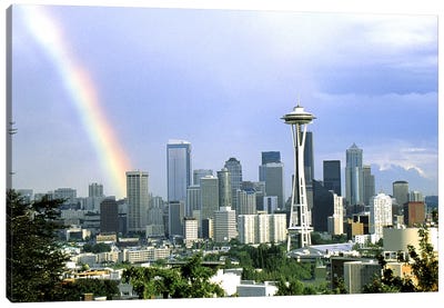 Rainbow Seattle WA Canvas Art Print - Skyline Art
