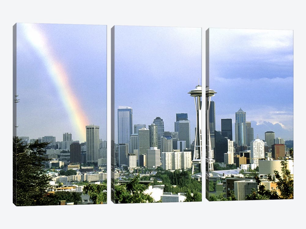 Rainbow Seattle WA by Panoramic Images 3-piece Canvas Artwork