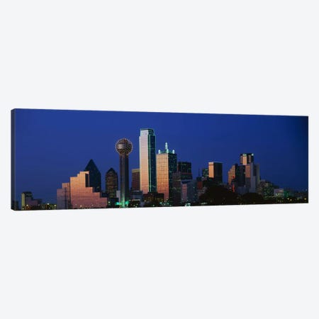NightCityscape, Dallas, Texas, USA Canvas Print #PIM3262} by Panoramic Images Canvas Artwork