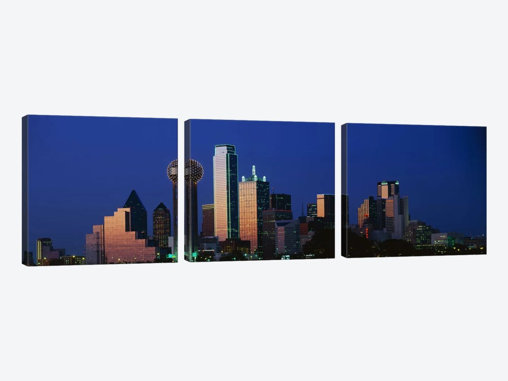 NightCityscape, Dallas, Texas, USA by Panoramic Images 3-piece Canvas Art Print