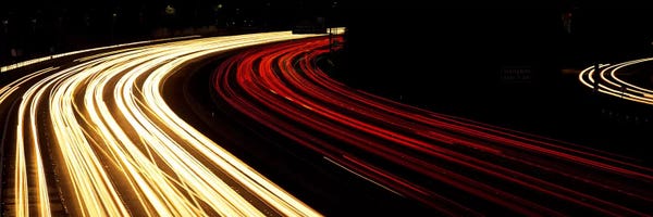 Hollywood: Hollywood Freeway at Night CA by Panoramic Images