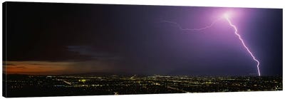 Lightning Storm at Night Canvas Art Print - Lightning