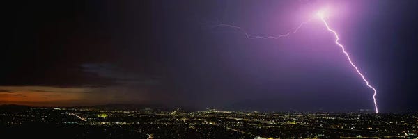 Lightning: Lightning Storm at Night by Panoramic Images