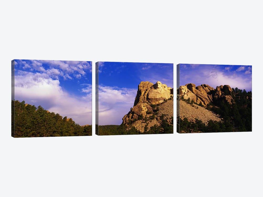 Low-Angle View Of Mount Rushmore National Memorial, Black Hills, South Dakota, USA by Panoramic Images 3-piece Canvas Wall Art