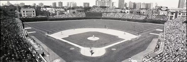 Black & White Scenic Art: USA, Illinois, Chicago, Cubs, baseball IX by Panoramic Images