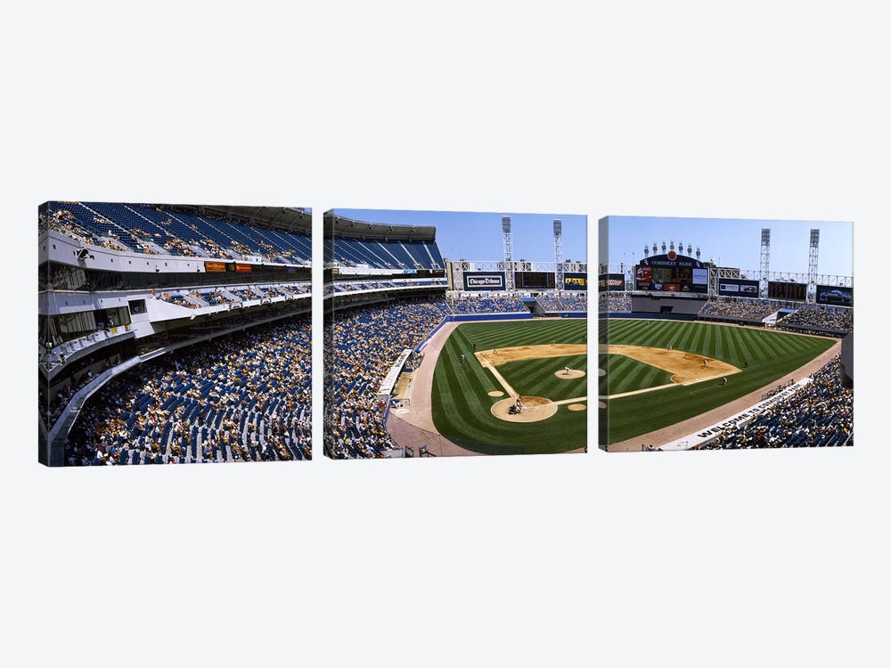 High angle view of a baseball stadium, U.S. Cellular Field, Chicago, Cook County, Illinois, USA by Panoramic Images 3-piece Canvas Art