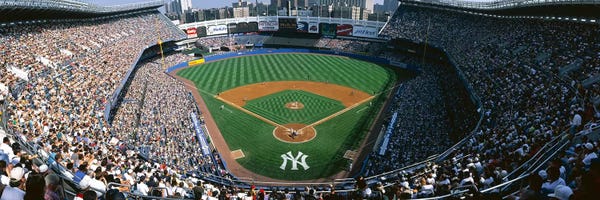 Stadiums: High angle view of a baseball stadium, Yankee Stadium, New York City, New York State, USA by Panoramic Images