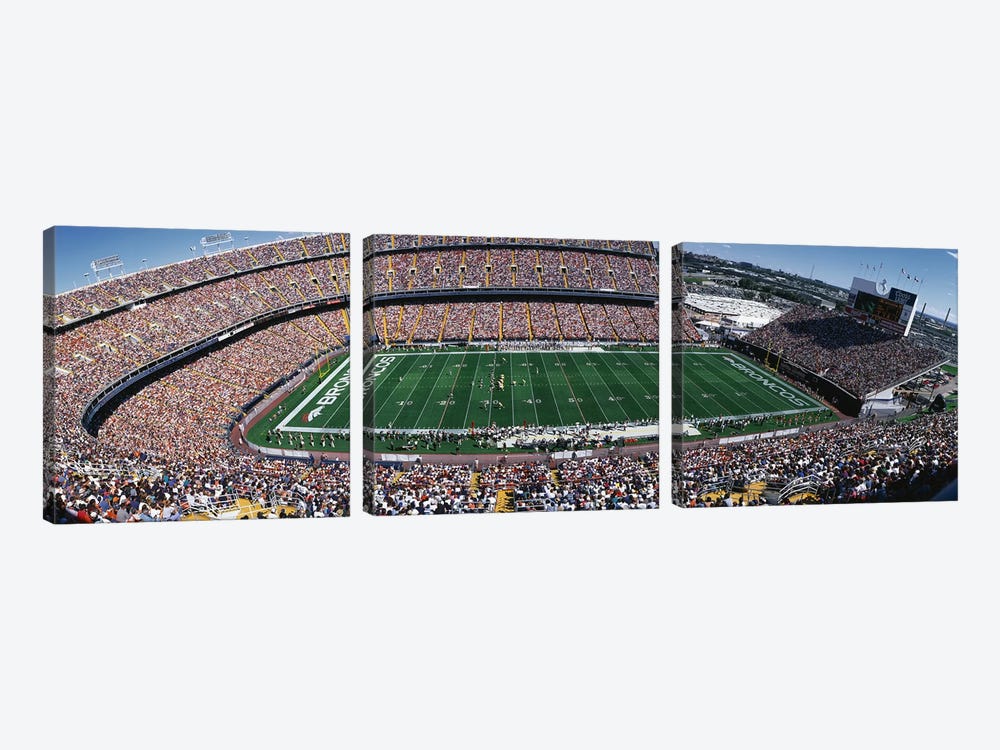 Sold Out Crowd at Mile High Stadium by Panoramic Images 3-piece Canvas Wall Art