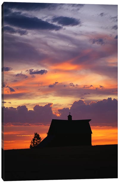 Barn at Sunset Canvas Art Print - Country Scenic Photography